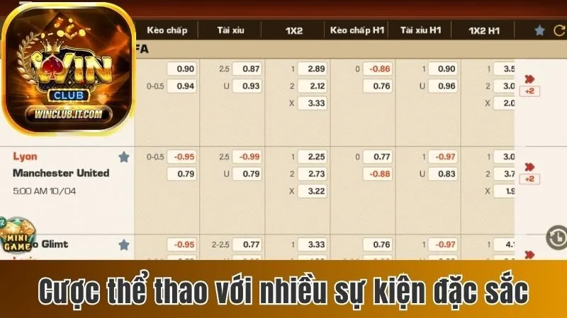 Winclub – Nhà cái cá cược chuyên nghiệp, đổi thưởng siêu tốc 2025 166 Cược thể thao với nhiều sự kiện đặc sắc